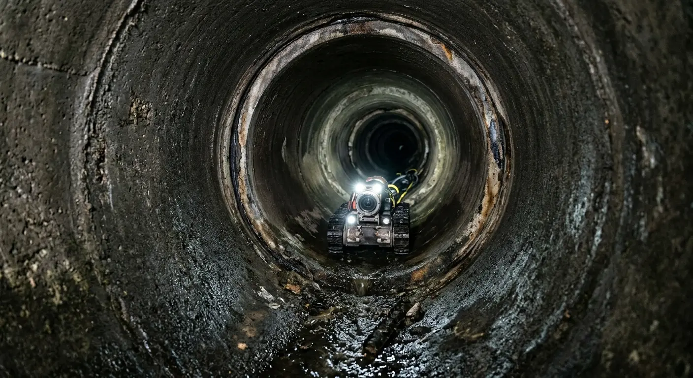 Robotic sewer camera inspecting pipe interior for Sewer Line Repair in Ives Estates